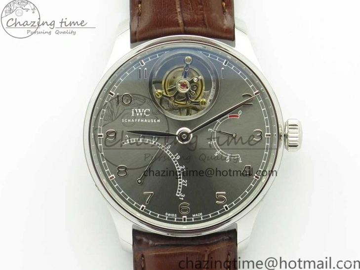 MIROTIME 0127 Lightweight Portuguese Tourbillon IW504602 SS ZF Best Edition Gray Dial on Brown Leather Strap 7177